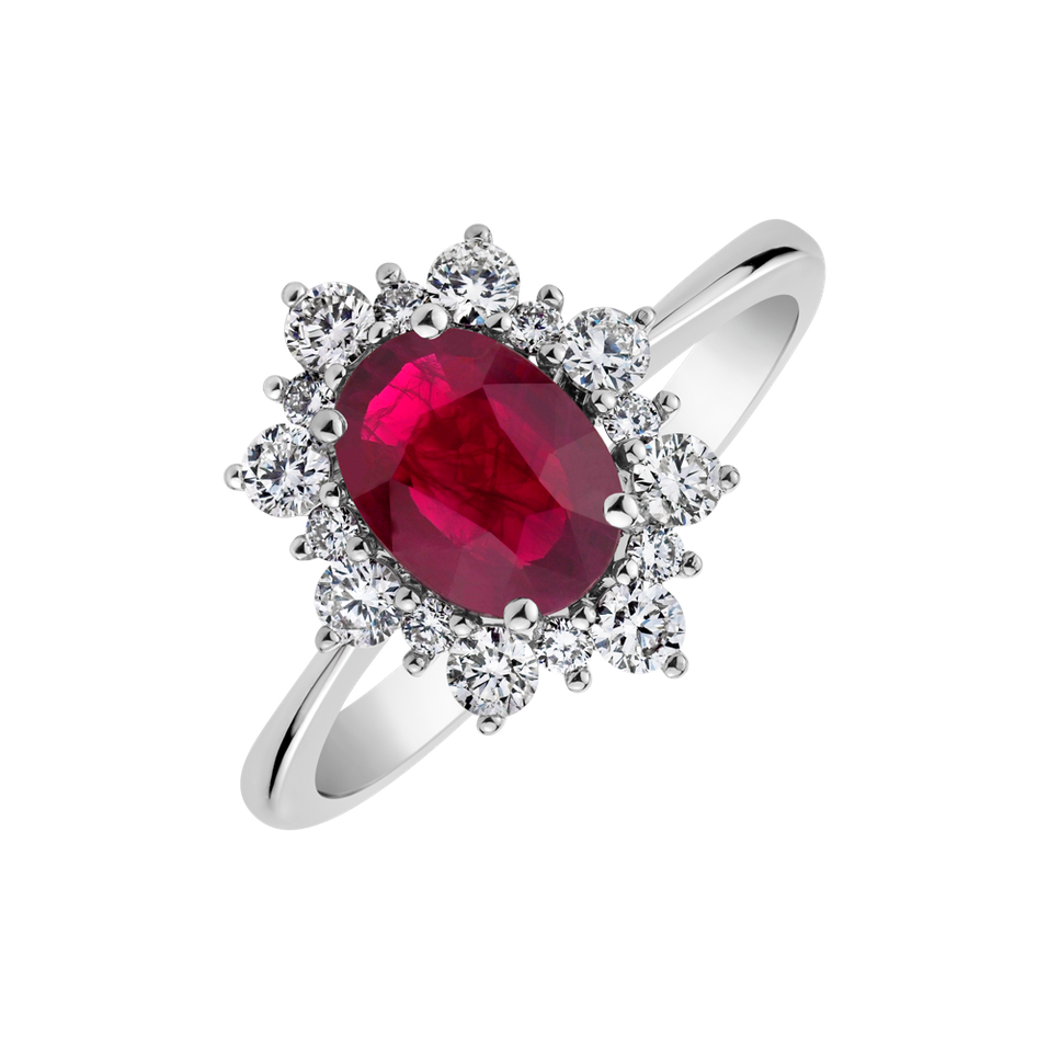 Diamond ring with Ruby Princess Gem