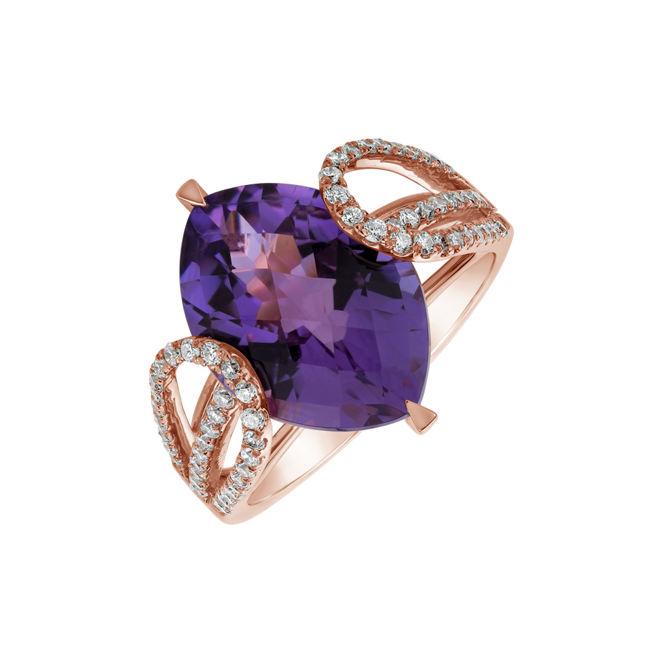 Diamond rings with Amethyst Violet Beauty