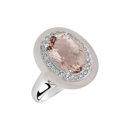 Diamond ring with Morganite and Quartz Quintilius