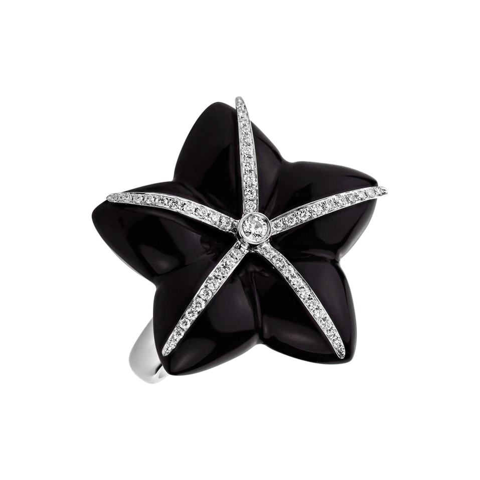 Diamond ring with Onyx Dark Star