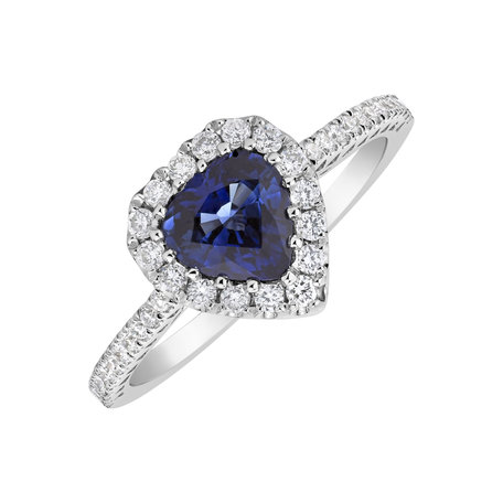 Diamond ring with Sapphire Longing Heart