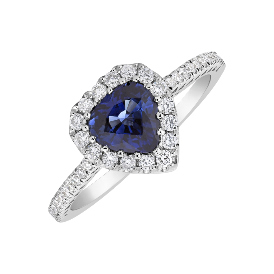 Diamond ring with Sapphire Longing Heart