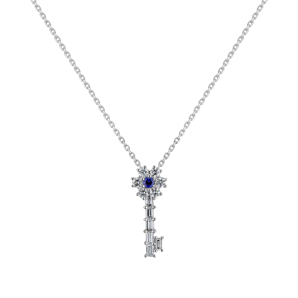 Diamond pendant with Sapphire Magical Key