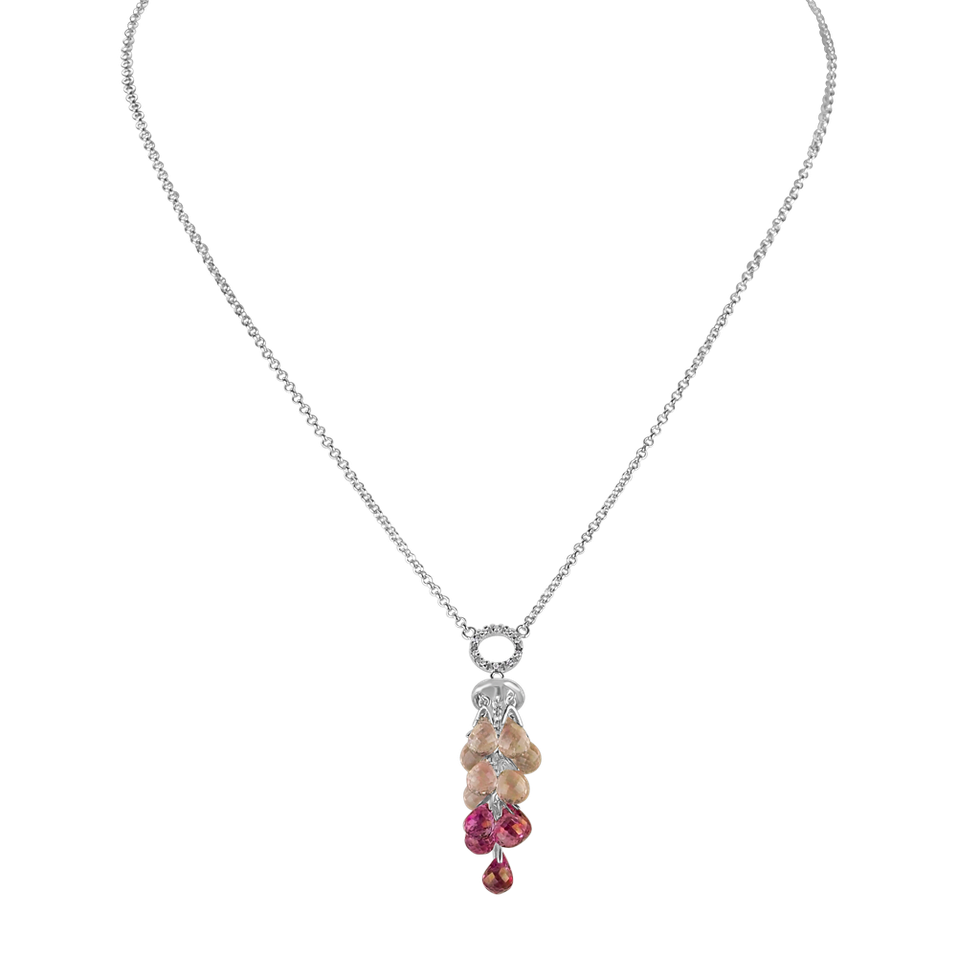 Diamond necklace with Topaz and Rose Quartz Sourcerers