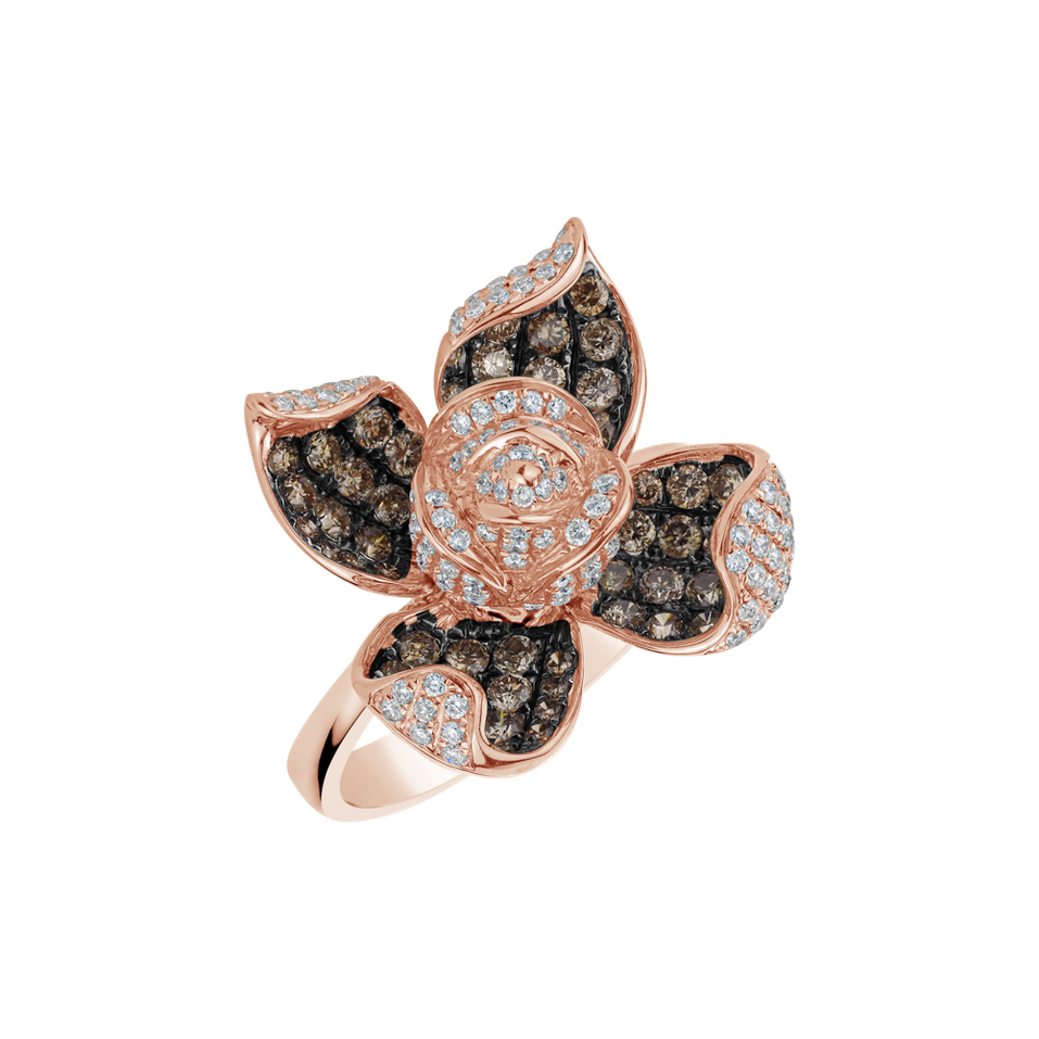 Ring with brown and white diamonds Eurena