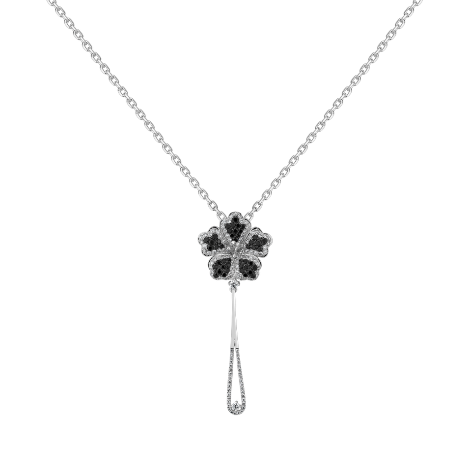 Pendant with black and white diamonds Magic Lotus