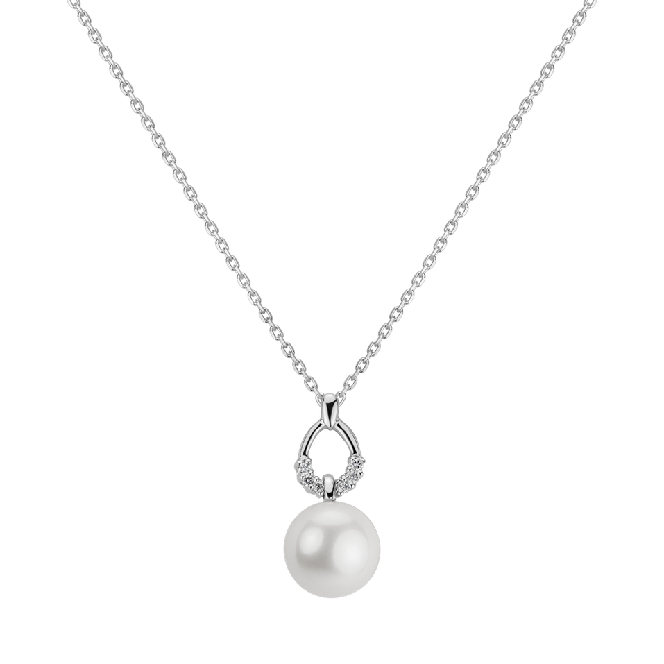 Diamond pendant with Pearl Sanguine Sea