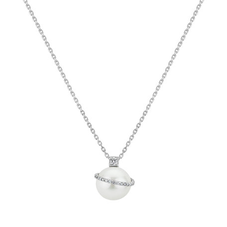 Diamond pendant with necklace and Pearl Ocean Sky