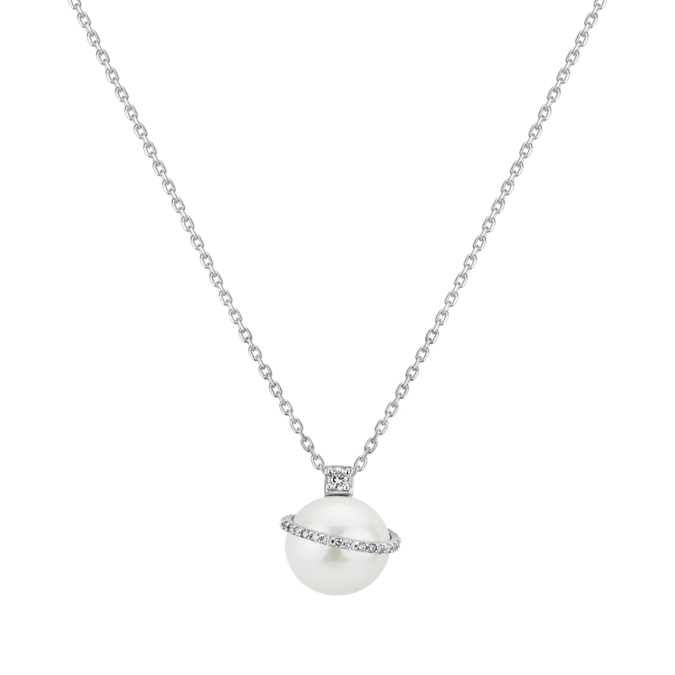 Diamond pendant with necklace and Pearl Ocean Sky