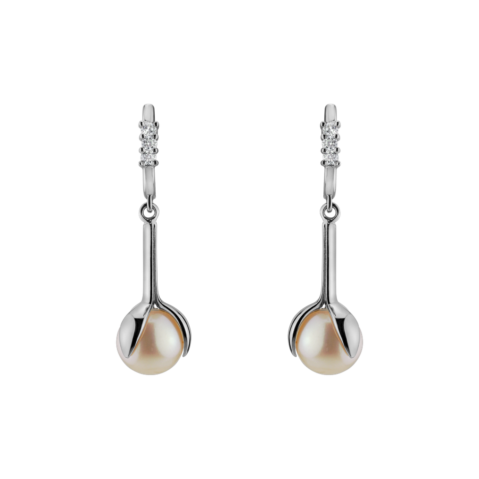 Diamond earrings with Pearl Ocean Flora