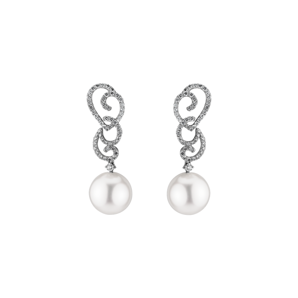 Diamond earrings with Pearl Neptunian Magic