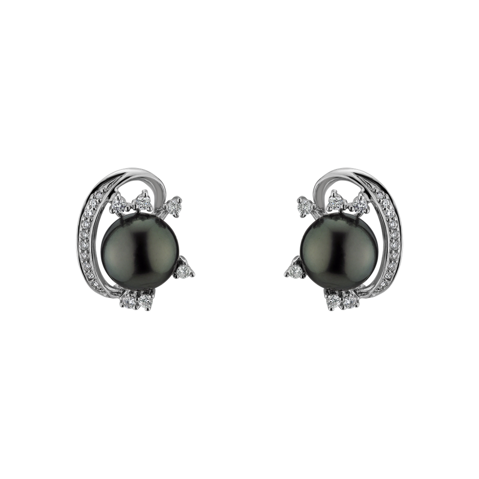 Diamond earrings with Pearl Ocean Abyss