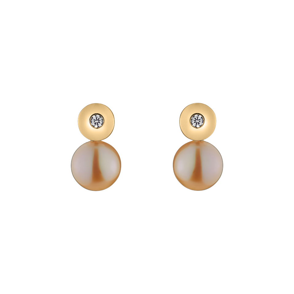 Diamond earrings with Pearl Planets of Water