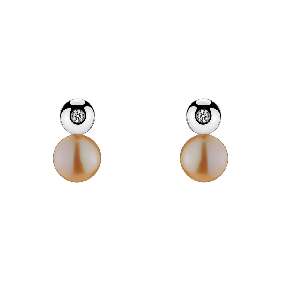 Diamond earrings with Pearl Planets of Water