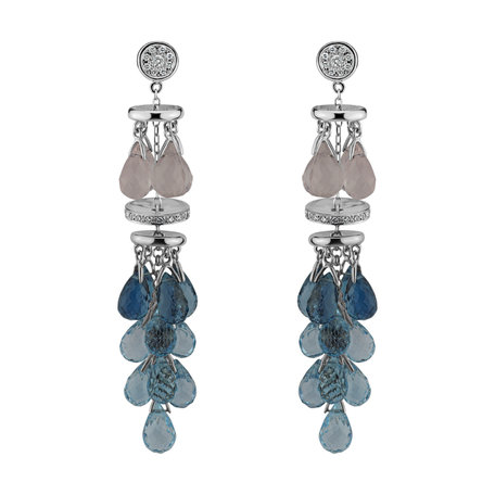 Diamond earrings, Rose Quartz and Topaz Courteously Innocent