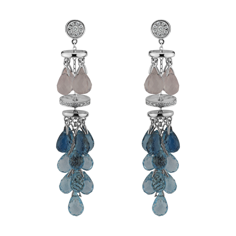 Diamond earrings, Rose Quartz and Topaz Courteously Innocent