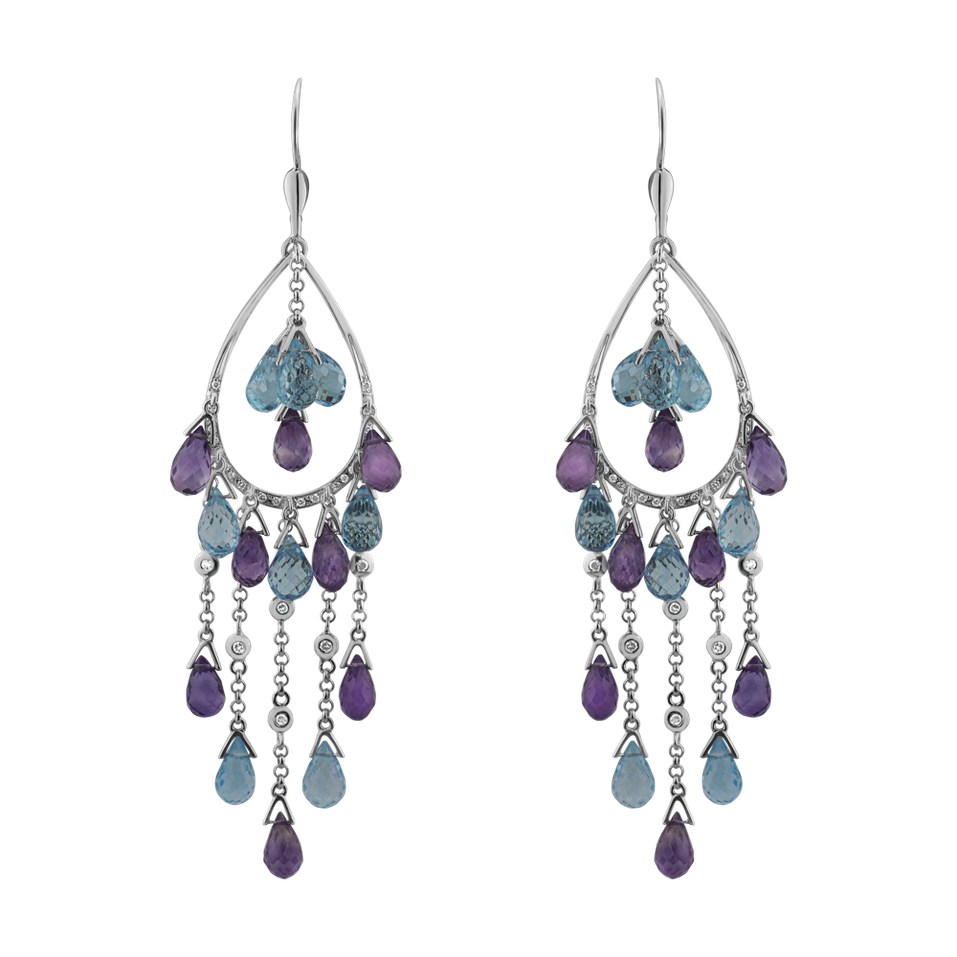 Diamond earrings, Topaz and Amethyst Vela