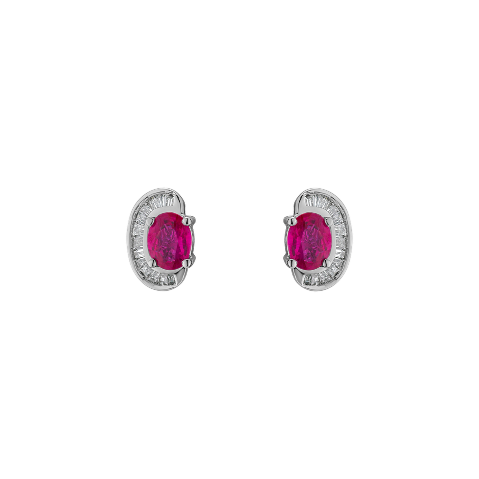 Diamond earrings with Ruby Fireleaf