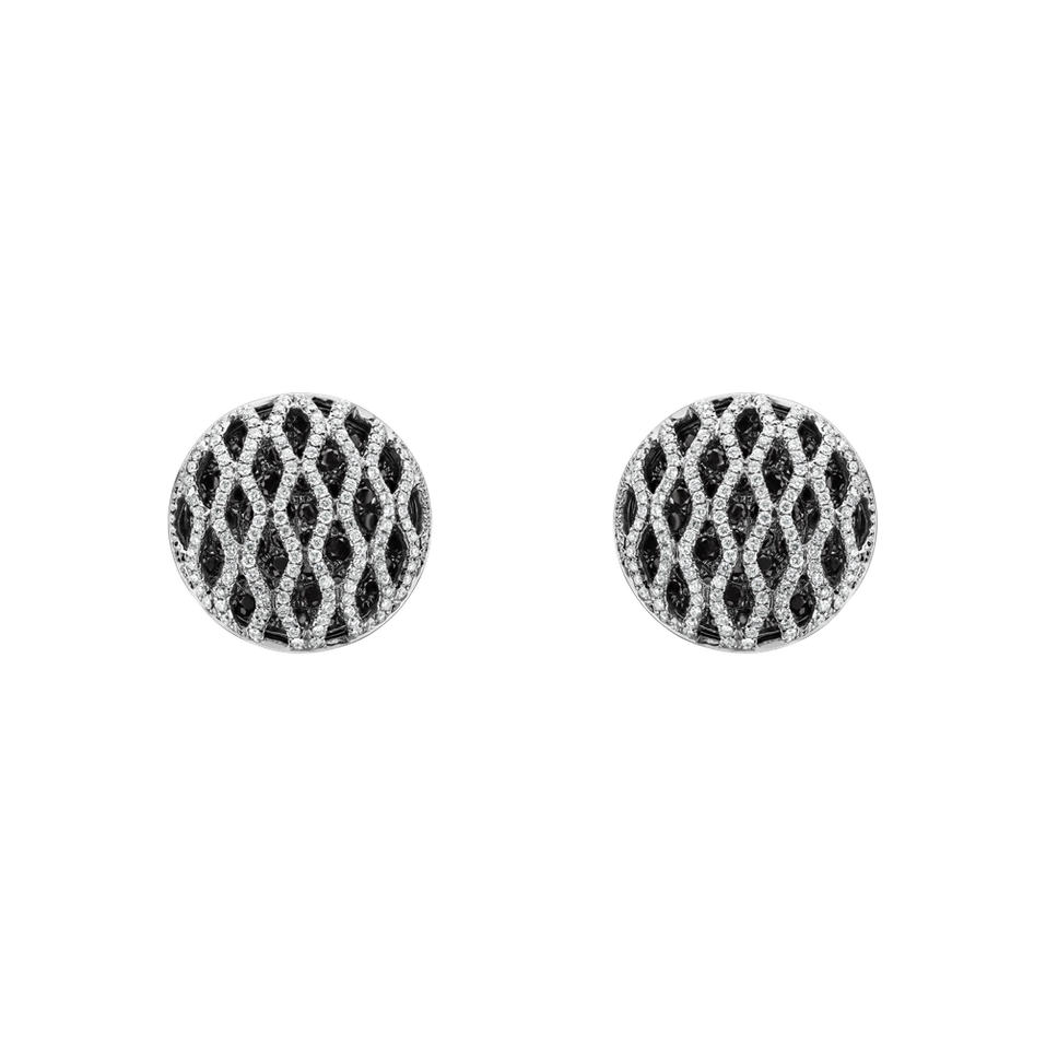 Earrings with black and white diamonds Brilliant Wheels