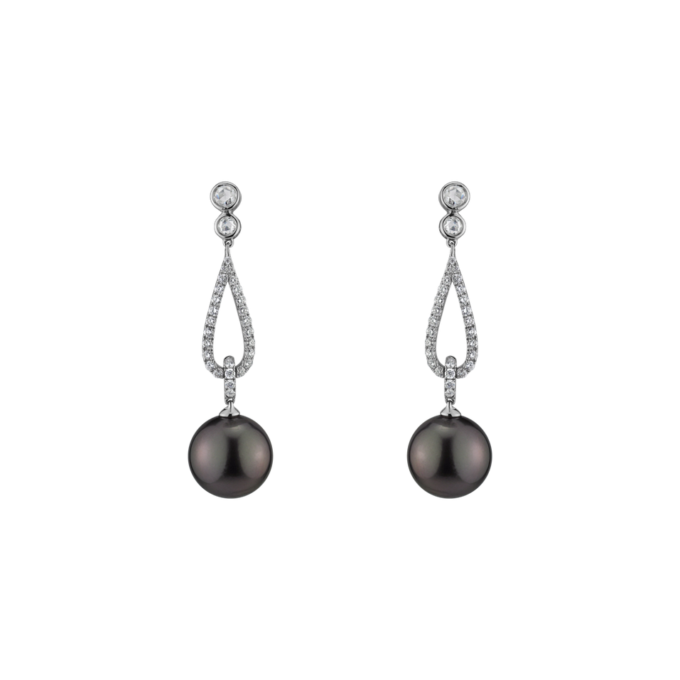 Diamond earrings with Pearl Haunted Sea