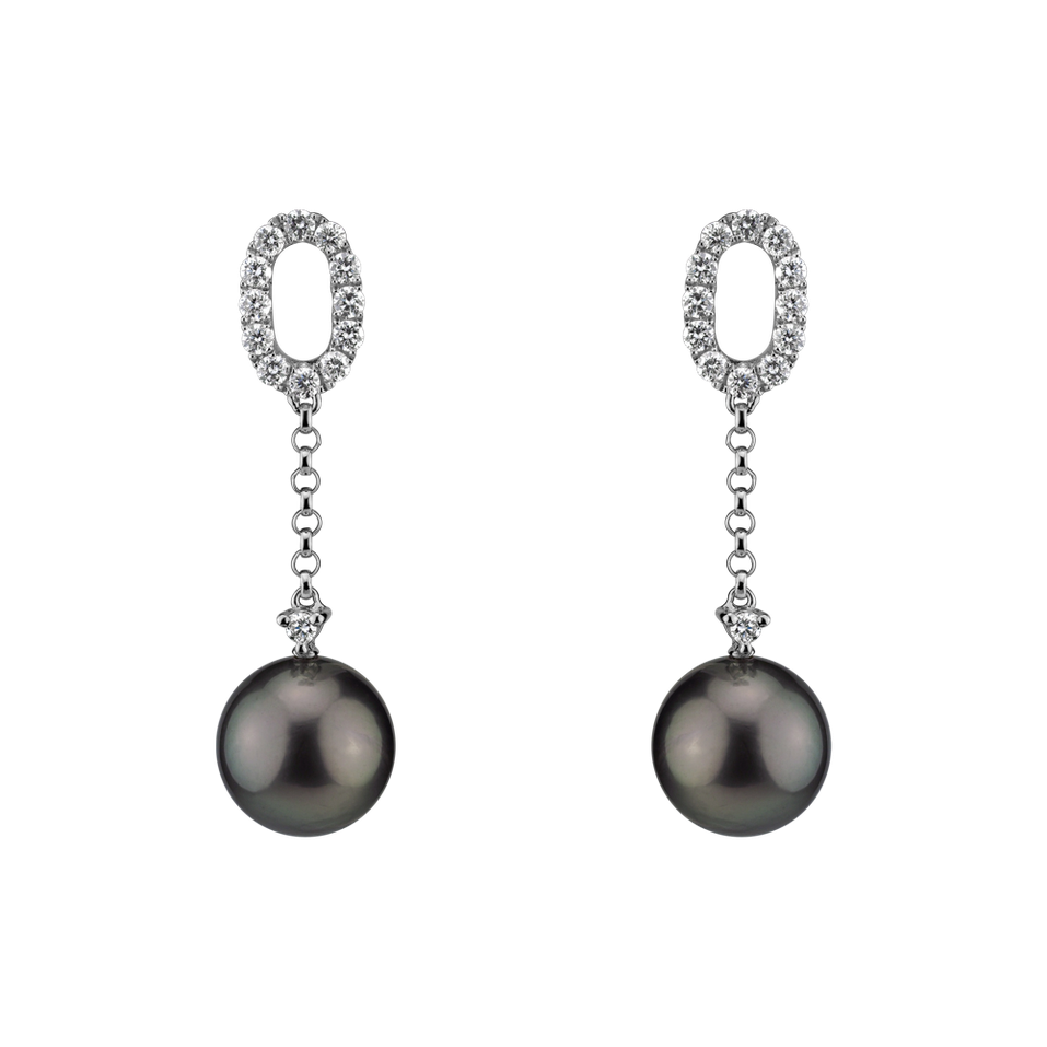 Diamond earrings with Pearl Ocean Void