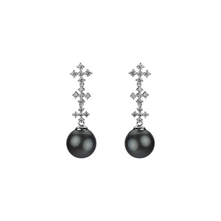 Diamond earrings with Pearl Ocean of Virtue