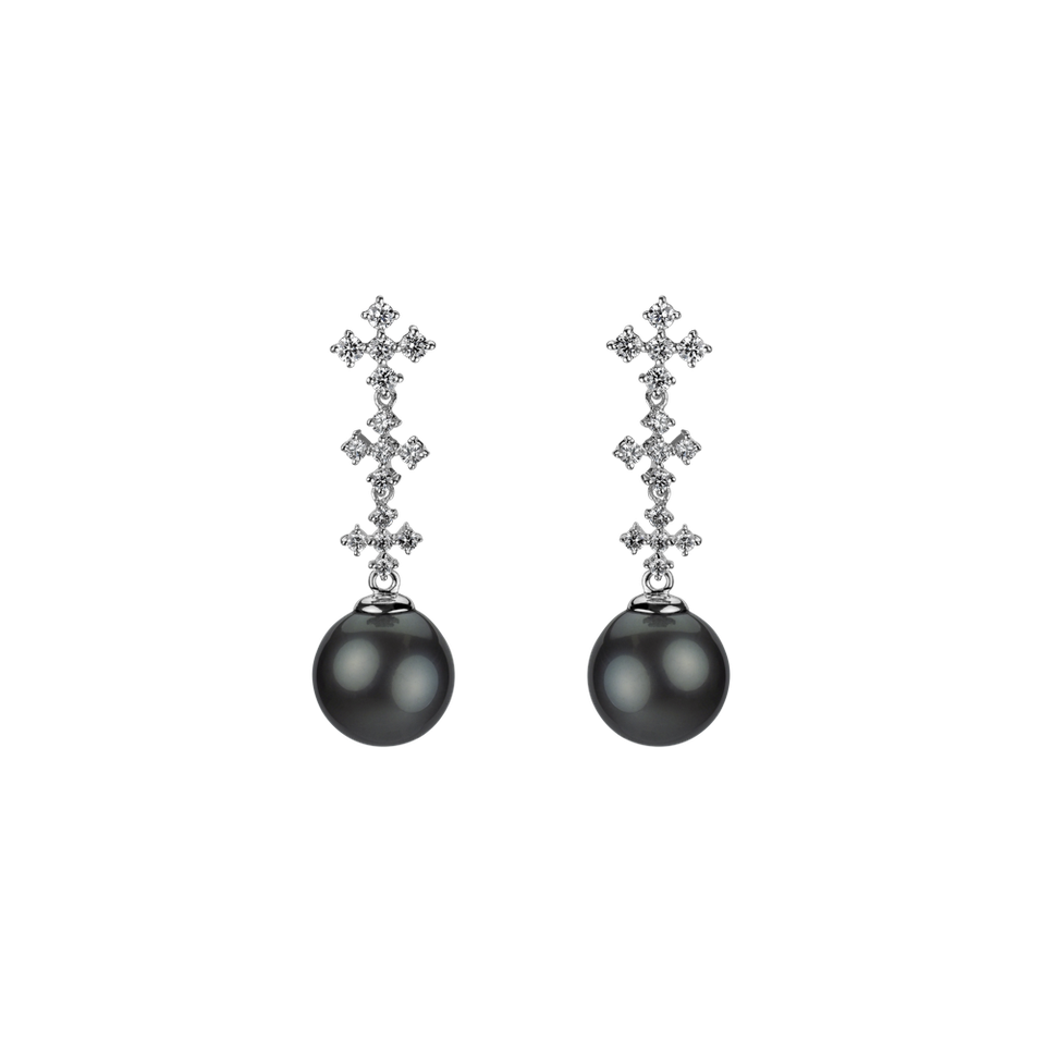 Diamond earrings with Pearl Ocean of Virtue