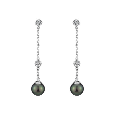 Diamond earrings with Pearl Ocean Tango