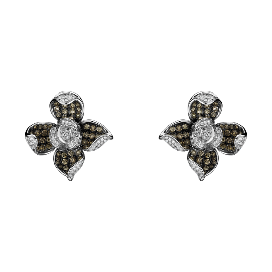 Earrings with brown and white diamonds Luciana