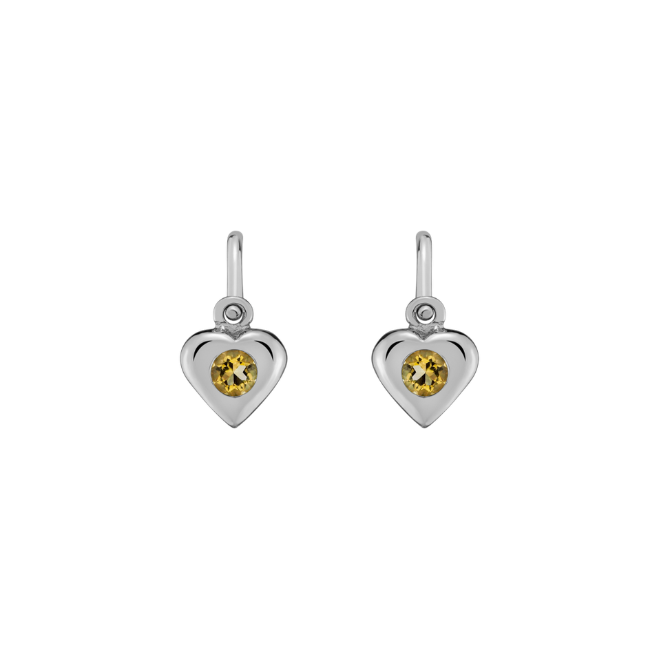 Children's earrings with Citrine Eternal Love