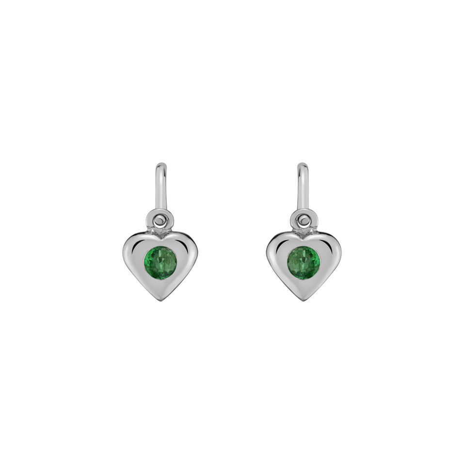 Children's earrings with Emerald Eternal Love