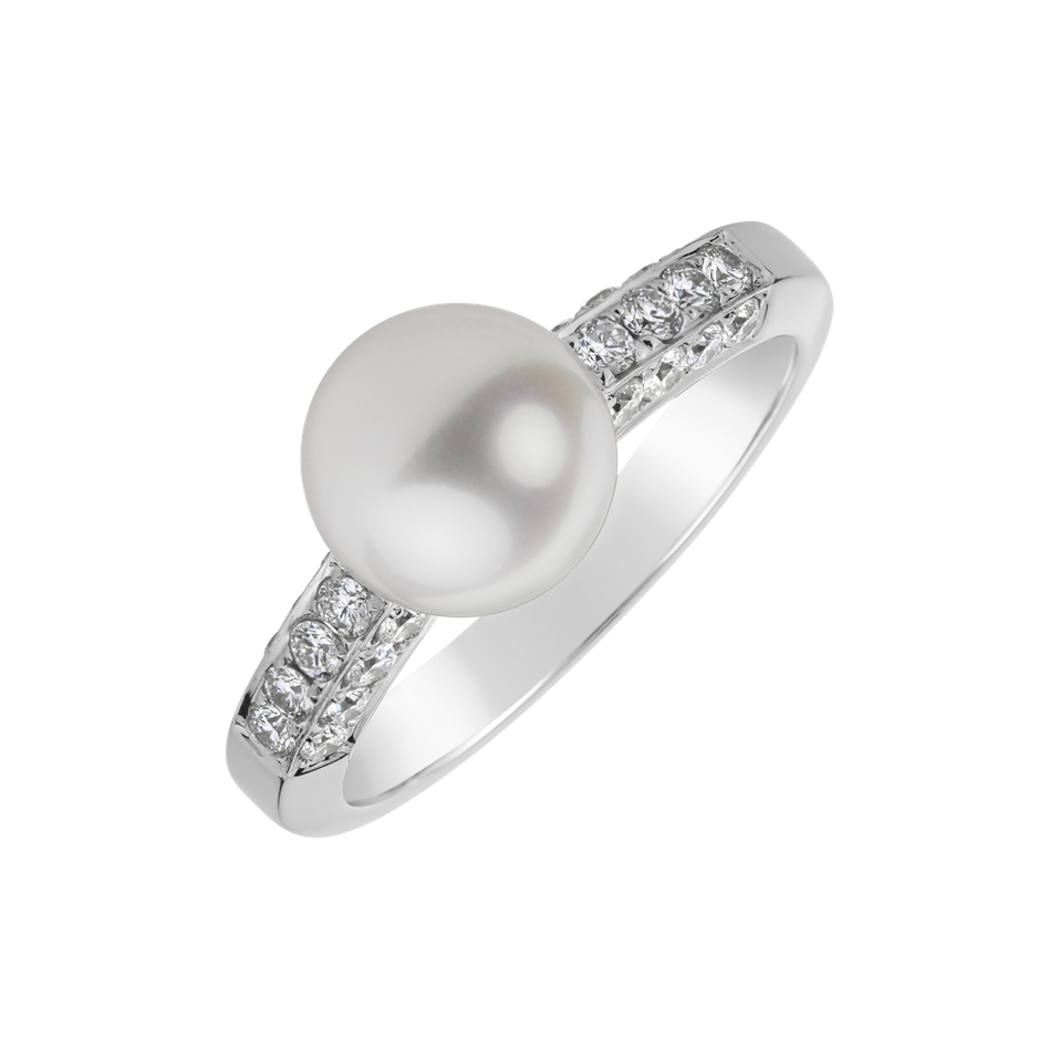 Diamond ring with Pearl Eldonis