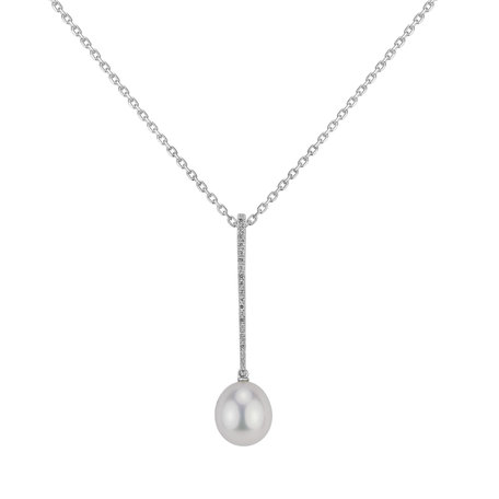 Diamond pendant with Pearl Ocean Drop