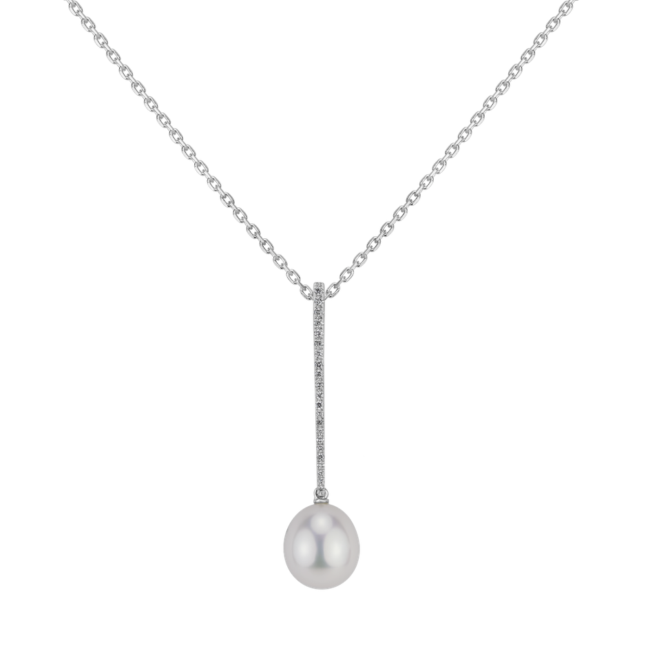 Diamond pendant with Pearl Ocean Drop