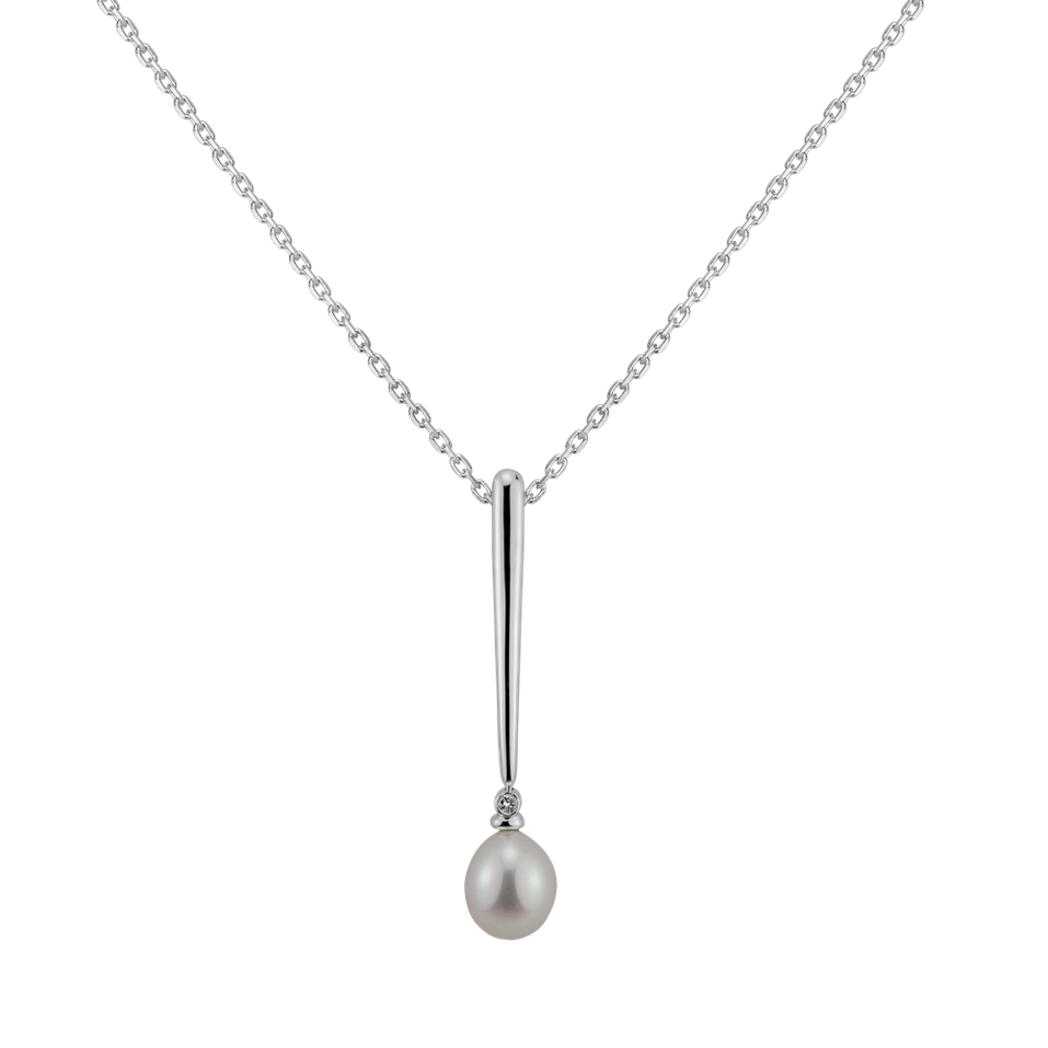 Diamond pendant with Pearl Sea Drop