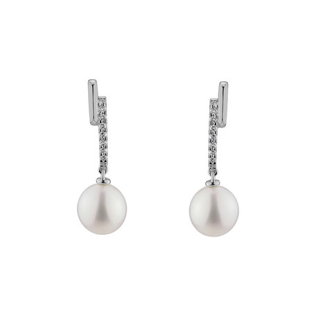 Diamond earrings with Pearl River of Ximena