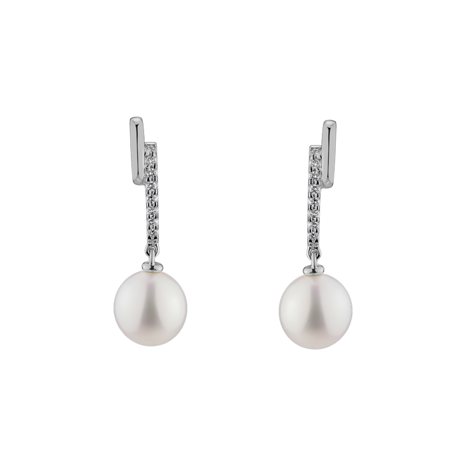 Diamond earrings with Pearl River of Ximena