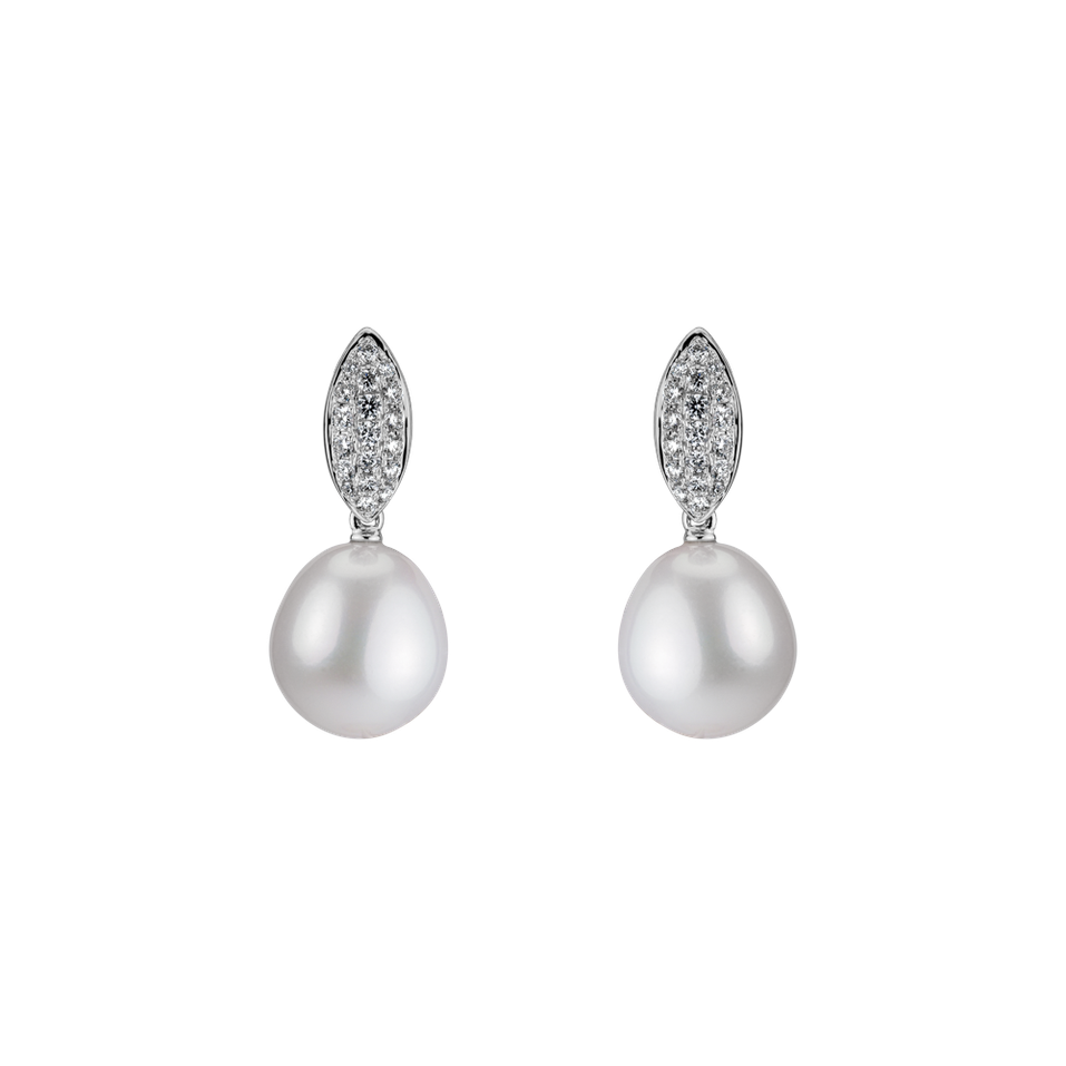 Diamond earrings with Pearl Divine Depth