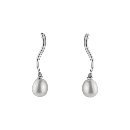 Diamond earrings with Pearl Wendy River