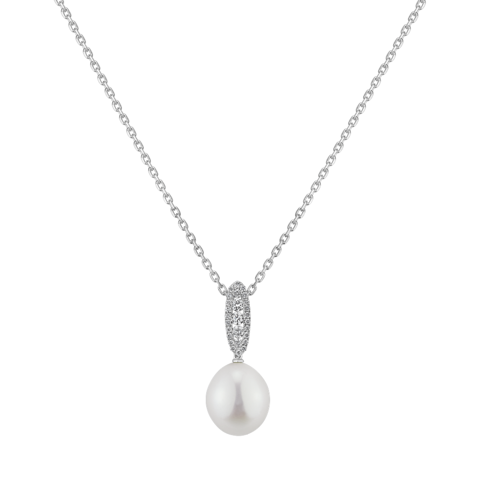 Diamond pendant with Pearl Mermaid Tear