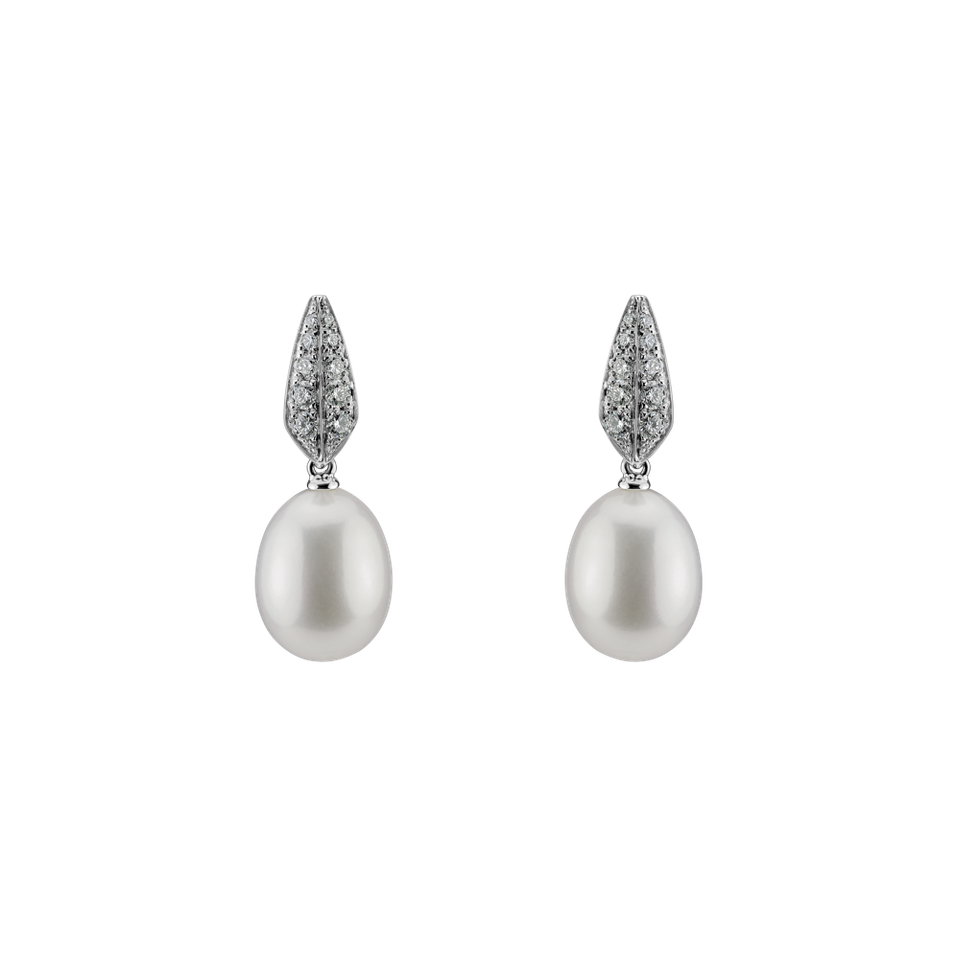 Diamond earrings with Pearl Tatiana Pearls