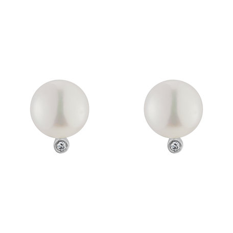 Diamond earrings with Pearl Sonia River