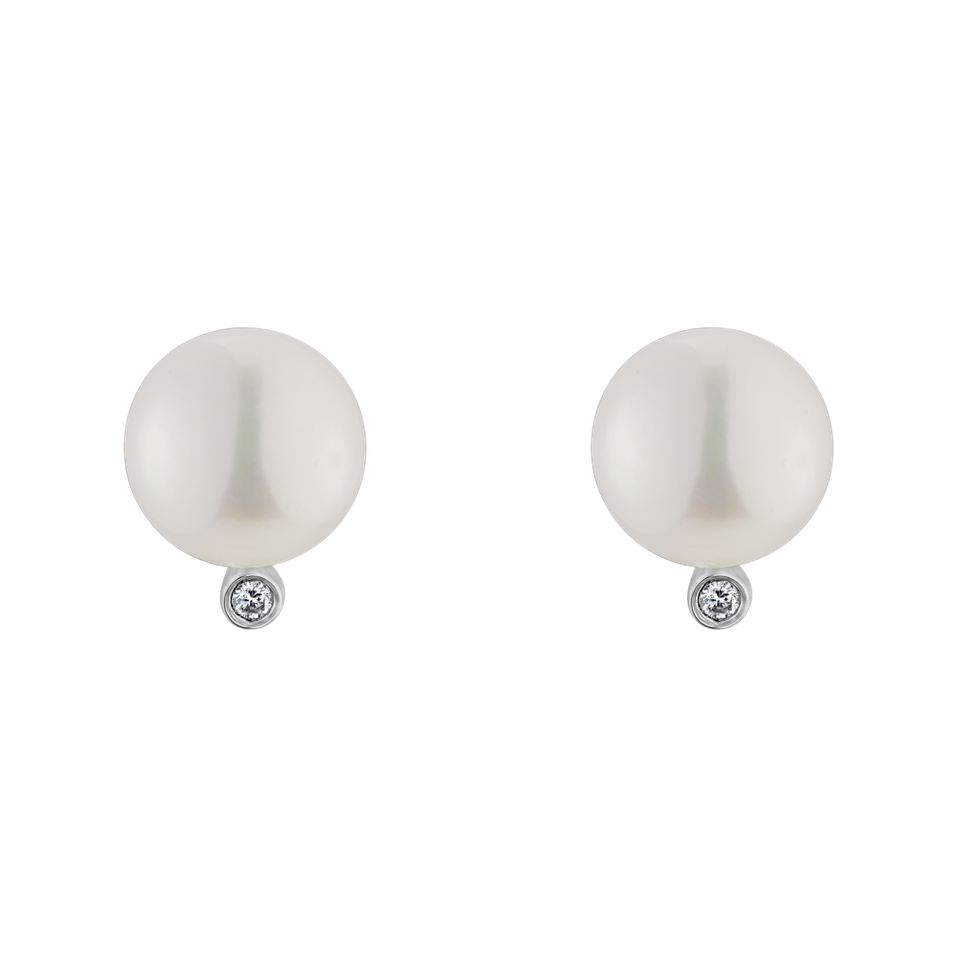 Diamond earrings with Pearl Sonia River