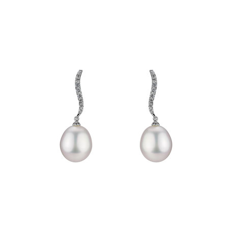 Diamond earrings with Pearl Undersea Sierra