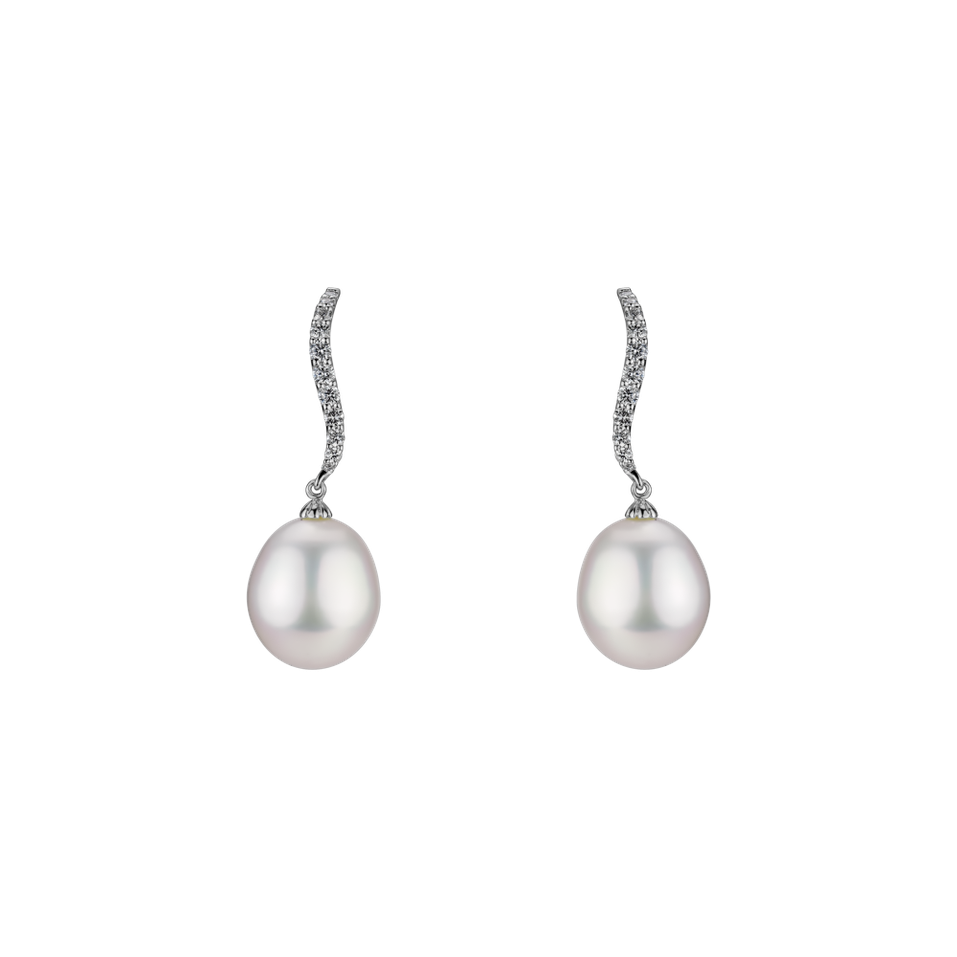 Diamond earrings with Pearl Undersea Sierra