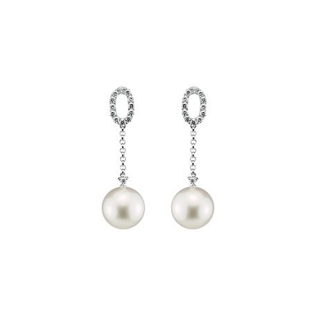 Diamond earrings with Pearl Frozen Ocean