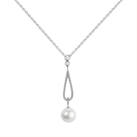 Diamond pendant with Pearl Cantilia