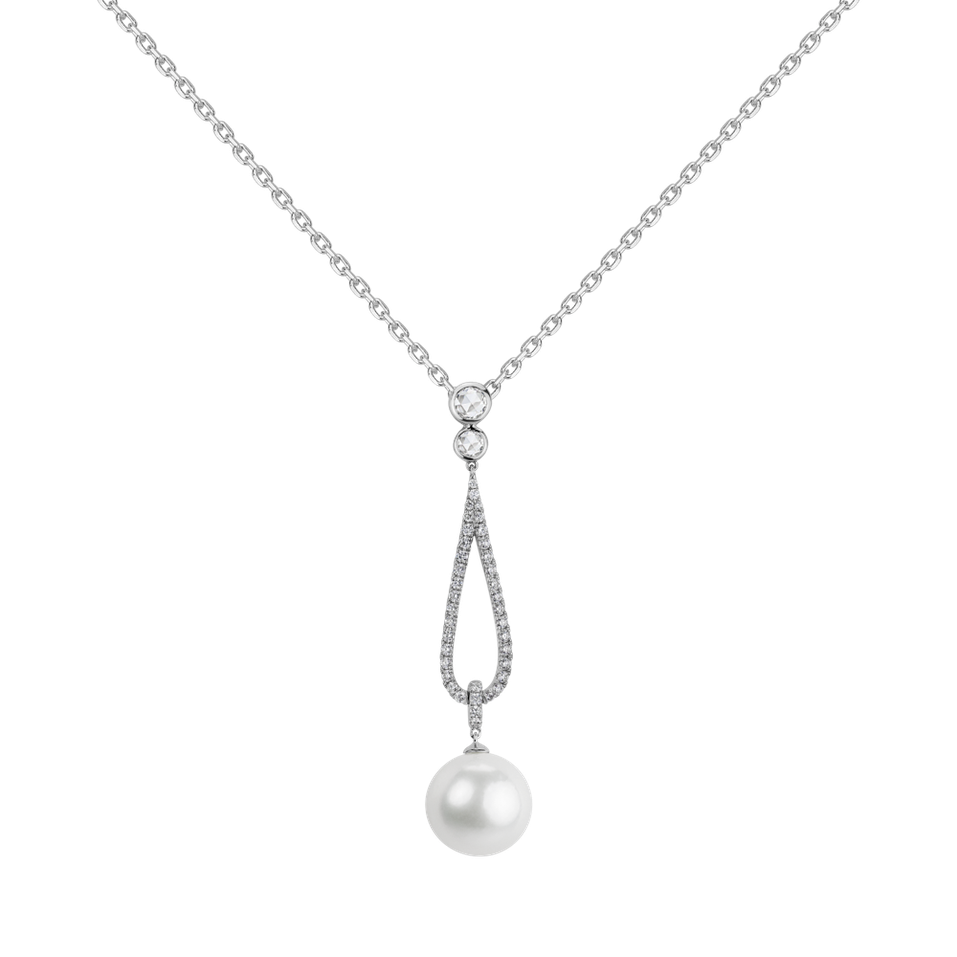 Diamond pendant with Pearl Cantilia