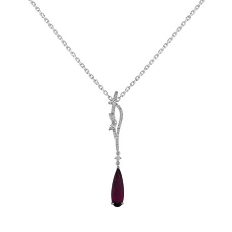 Diamond pendant with Rhodolite Tear of Dragon