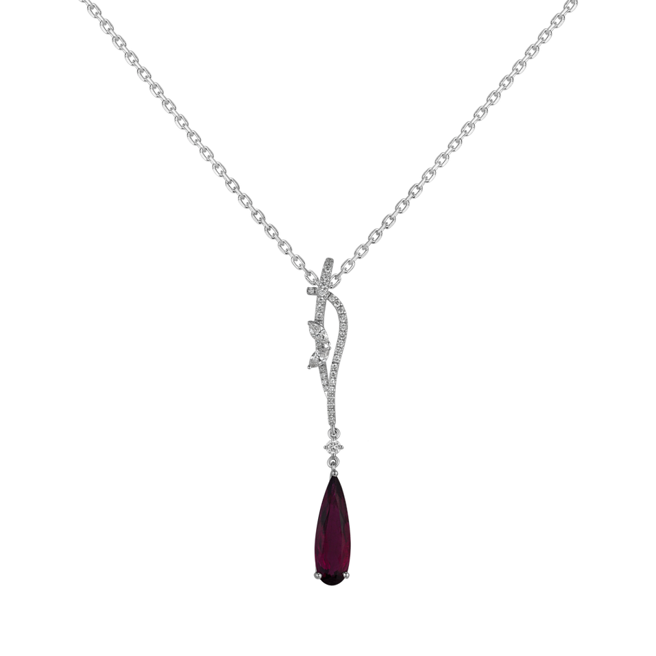 Diamond pendant with Rhodolite Tear of Dragon